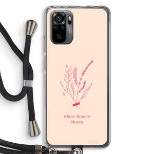 CaseCompany Where flowers bloom: Xiaomi Redmi Note 10 Pro Transparant Hoesje met koord