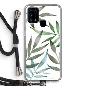 CaseCompany Tropical watercolor leaves: Samsung Galaxy M31 Transparant Hoesje met koord