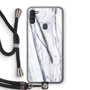 CaseCompany Gestreepte marmer: Samsung Galaxy A11 Transparant Hoesje met koord