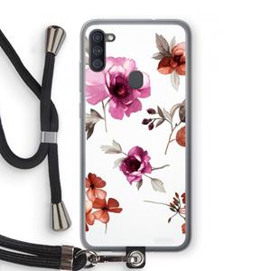 CaseCompany Geschilderde bloemen: Samsung Galaxy A11 Transparant Hoesje met koord