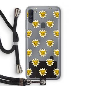CaseCompany Leeuwenkoppen: Samsung Galaxy A11 Transparant Hoesje met koord