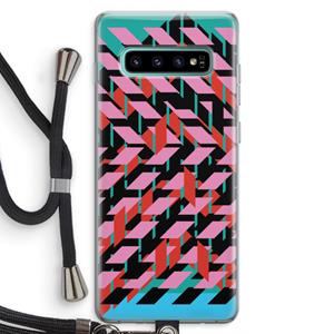 CaseCompany Skew Blush 2: Samsung Galaxy S10 Plus Transparant Hoesje met koord