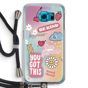 CaseCompany Positivity: Samsung Galaxy S6 Transparant Hoesje met koord