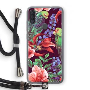 CaseCompany Papegaaien: Samsung Galaxy A11 Transparant Hoesje met koord