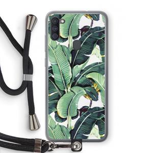 CaseCompany Bananenbladeren: Samsung Galaxy A11 Transparant Hoesje met koord