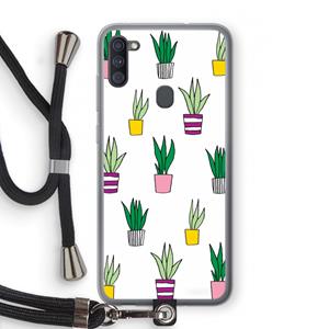 CaseCompany Sanseveria: Samsung Galaxy A11 Transparant Hoesje met koord