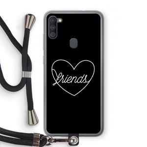 CaseCompany Friends heart black: Samsung Galaxy A11 Transparant Hoesje met koord