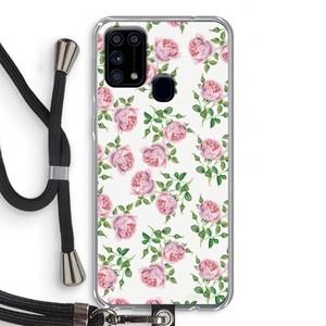 CaseCompany Kleine roosjes: Samsung Galaxy M31 Transparant Hoesje met koord