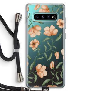 CaseCompany Peachy flowers: Samsung Galaxy S10 Plus Transparant Hoesje met koord