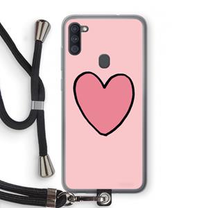 CaseCompany Hartje: Samsung Galaxy A11 Transparant Hoesje met koord
