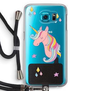 CaseCompany Roze eenhoorn: Samsung Galaxy S6 Transparant Hoesje met koord