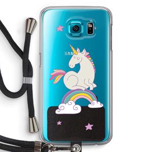 CaseCompany Regenboog eenhoorn: Samsung Galaxy S6 Transparant Hoesje met koord