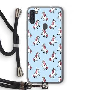 CaseCompany Eenhoorns overal: Samsung Galaxy A11 Transparant Hoesje met koord