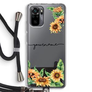 CaseCompany Zonnebloemen: Xiaomi Redmi Note 10 Pro Transparant Hoesje met koord