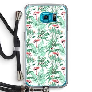 CaseCompany Flamingo bladeren: Samsung Galaxy S6 Transparant Hoesje met koord