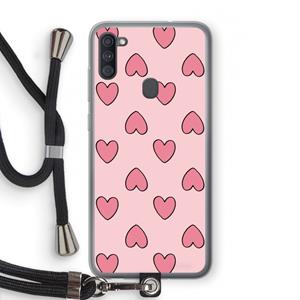 CaseCompany Ondersteboven verliefd: Samsung Galaxy A11 Transparant Hoesje met koord