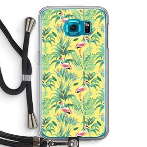 CaseCompany Flamingo party: Samsung Galaxy S6 Transparant Hoesje met koord