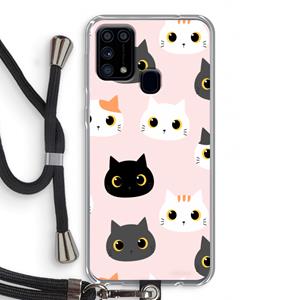 CaseCompany Katten: Samsung Galaxy M31 Transparant Hoesje met koord