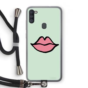 CaseCompany Kusje: Samsung Galaxy A11 Transparant Hoesje met koord