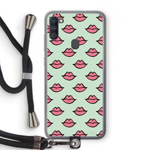 CaseCompany Lipjes: Samsung Galaxy A11 Transparant Hoesje met koord