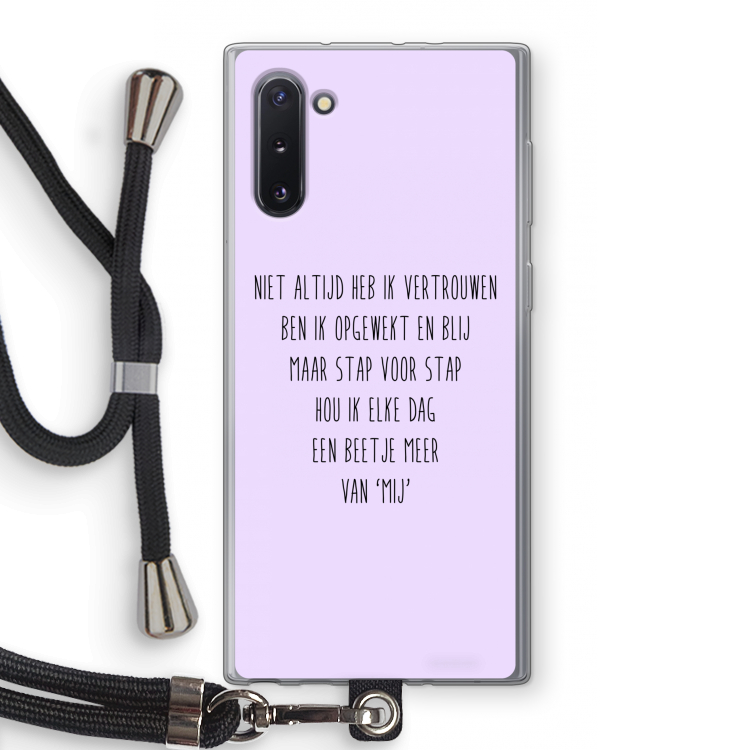 CaseCompany Zelfvertrouwen: Samsung Galaxy Note 10 Transparant Hoesje met koord