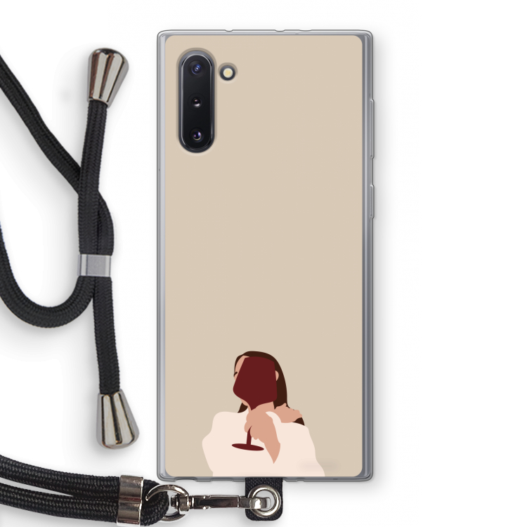 CaseCompany I drink wine: Samsung Galaxy Note 10 Transparant Hoesje met koord
