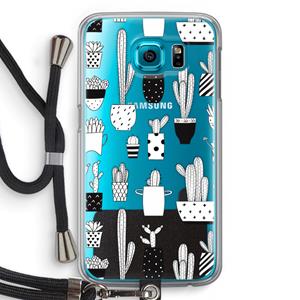 CaseCompany Cactusmotief: Samsung Galaxy S6 Transparant Hoesje met koord