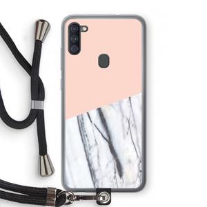 CaseCompany A touch of peach: Samsung Galaxy A11 Transparant Hoesje met koord