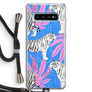 CaseCompany Tijger: Samsung Galaxy S10 Plus Transparant Hoesje met koord