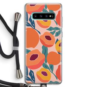 CaseCompany Perzik: Samsung Galaxy S10 Plus Transparant Hoesje met koord