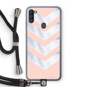 CaseCompany Marmeren pijlen: Samsung Galaxy A11 Transparant Hoesje met koord