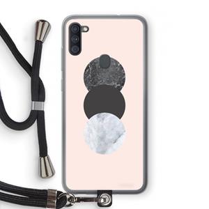 CaseCompany Marmeren cirkels: Samsung Galaxy A11 Transparant Hoesje met koord