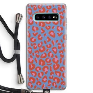 CaseCompany Leopard blue: Samsung Galaxy S10 Plus Transparant Hoesje met koord