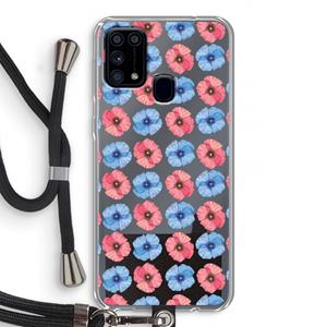 CaseCompany Klaproosjes: Samsung Galaxy M31 Transparant Hoesje met koord