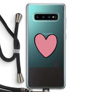 CaseCompany Hartje: Samsung Galaxy S10 Plus Transparant Hoesje met koord