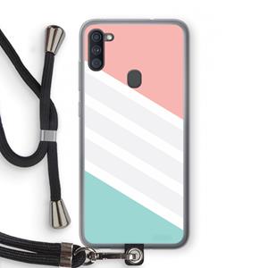 CaseCompany Strepen pastel: Samsung Galaxy A11 Transparant Hoesje met koord