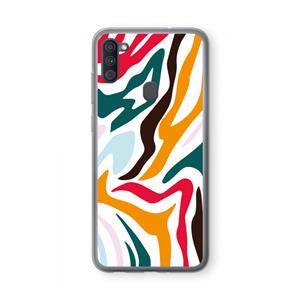 CaseCompany Colored Zebra: Samsung Galaxy A11 Transparant Hoesje