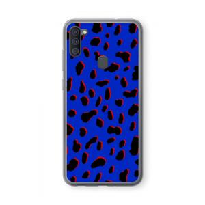 CaseCompany Blue Leopard: Samsung Galaxy A11 Transparant Hoesje