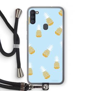 CaseCompany Ananasjes: Samsung Galaxy A11 Transparant Hoesje met koord
