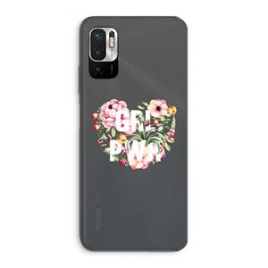 CaseCompany GRL PWR Flower: Xiaomi Redmi Note 10 5G Transparant Hoesje