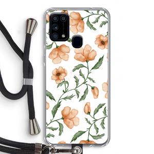 CaseCompany Peachy flowers: Samsung Galaxy M31 Transparant Hoesje met koord