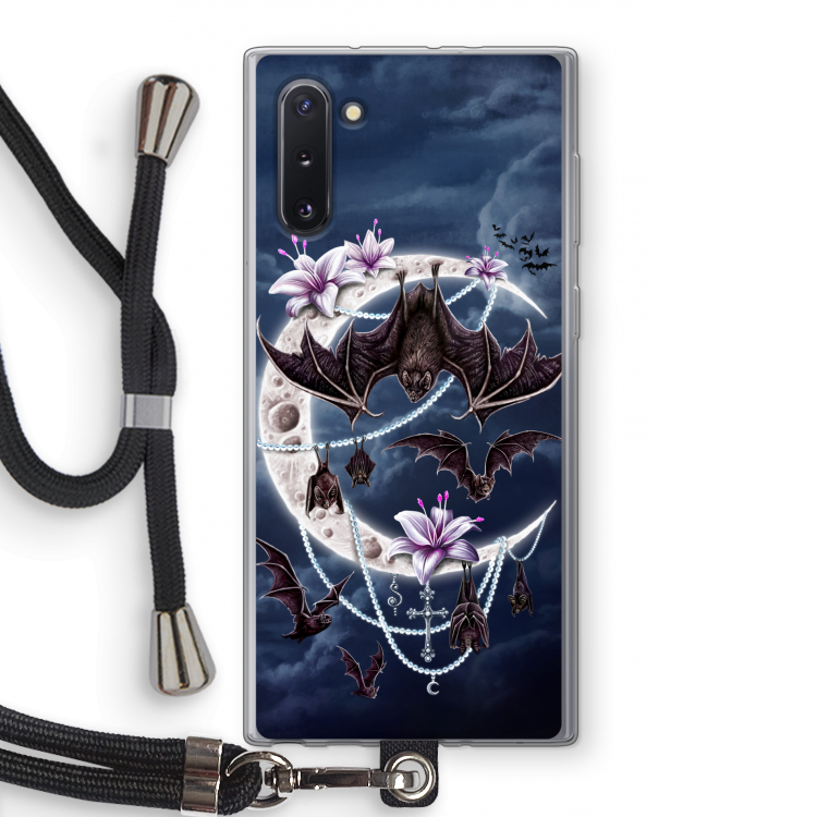 CaseCompany Vleermuizen Maan: Samsung Galaxy Note 10 Transparant Hoesje met koord