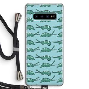 CaseCompany Kroko: Samsung Galaxy S10 Plus Transparant Hoesje met koord