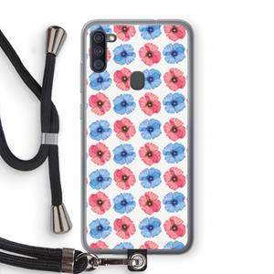 CaseCompany Klaproosjes: Samsung Galaxy A11 Transparant Hoesje met koord