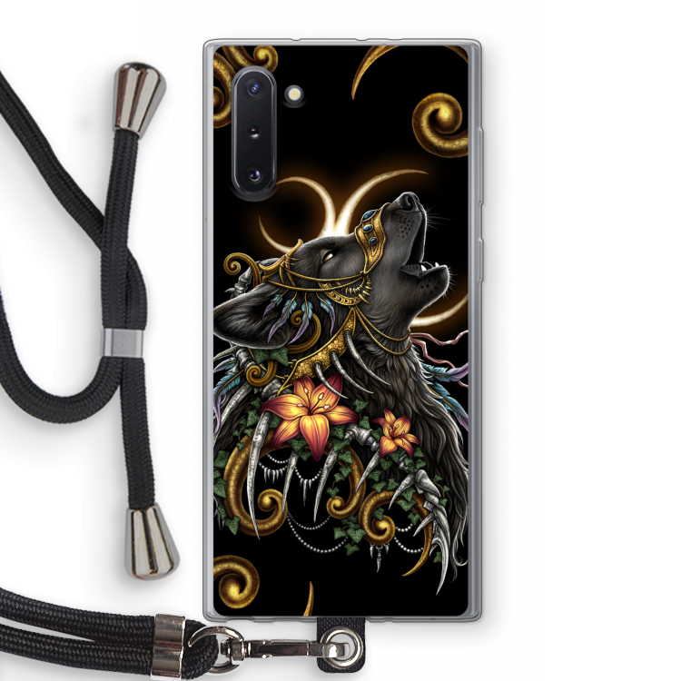 CaseCompany Huilende Wolf: Samsung Galaxy Note 10 Transparant Hoesje met koord
