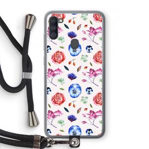 CaseCompany Bloemetjes: Samsung Galaxy A11 Transparant Hoesje met koord
