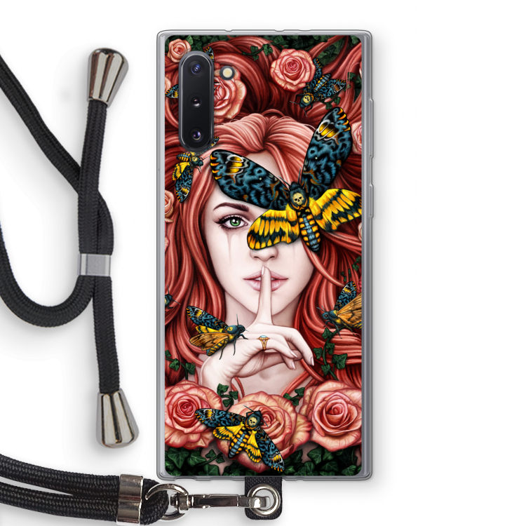CaseCompany Lady Moth: Samsung Galaxy Note 10 Transparant Hoesje met koord