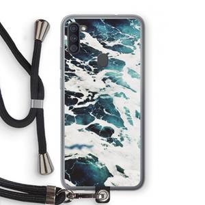 CaseCompany Golven: Samsung Galaxy A11 Transparant Hoesje met koord