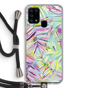 CaseCompany Tropical Palms Blue: Samsung Galaxy M31 Transparant Hoesje met koord