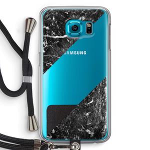 CaseCompany Zwart marmer: Samsung Galaxy S6 Transparant Hoesje met koord